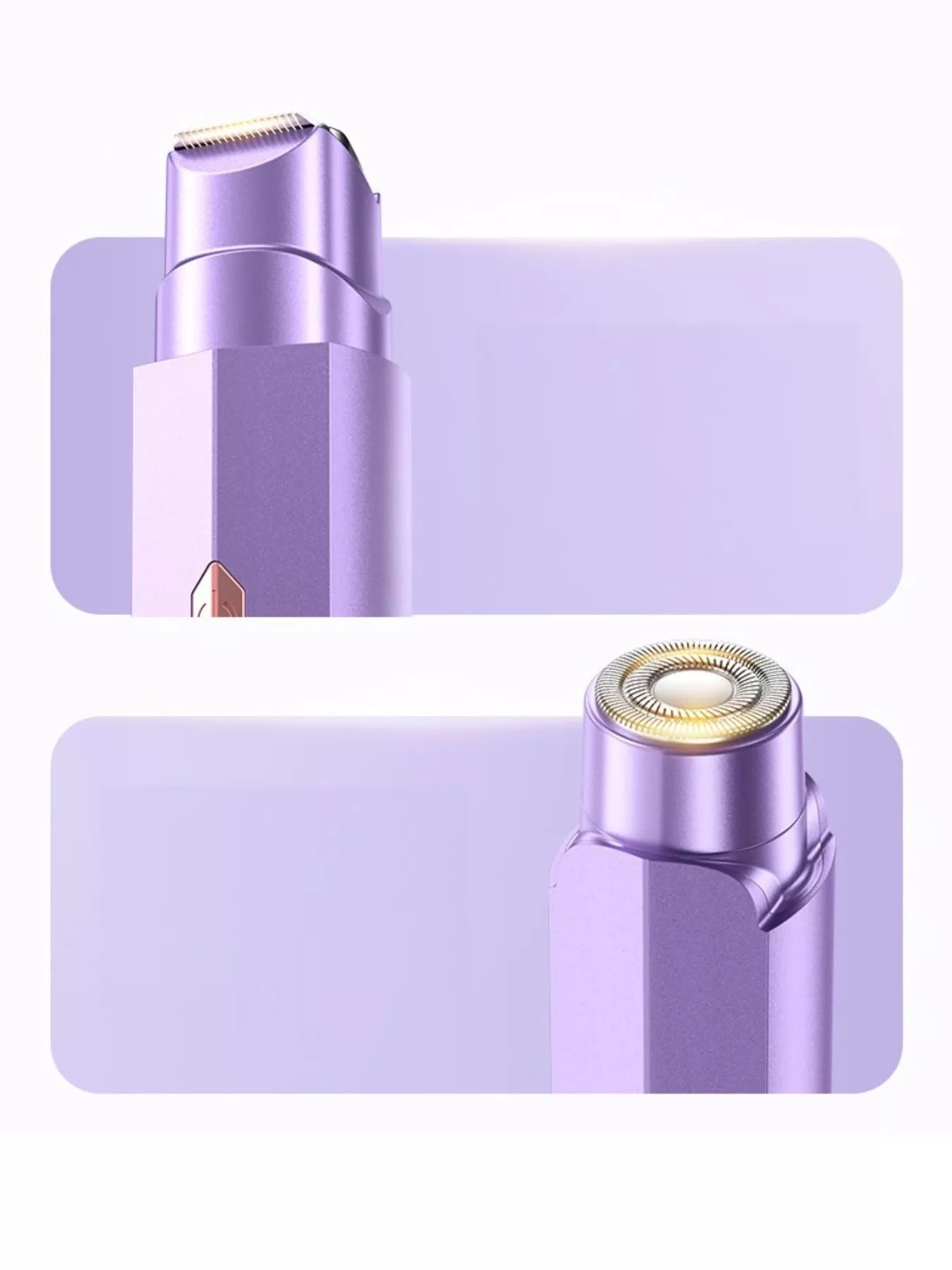 Lavender portable hair removal epilator by Trendsi, compact device with multiple attachment heads for easy at-home hair removal.