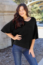 Lavender bamboo full-size round neck drop shoulder T-shirt by Trendsi, featuring a relaxed fit and casual style.