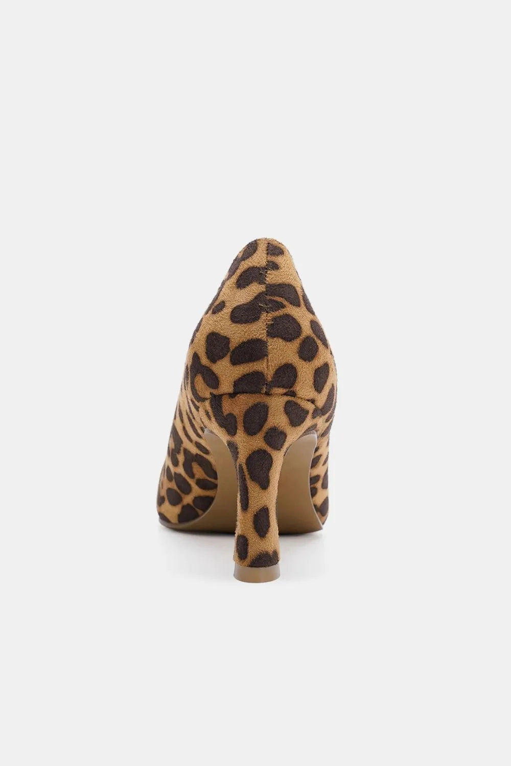 Beast Fashion faux suede leopard print point toe pumps with stiletto heels, stylish women's footwear by Trendsi.