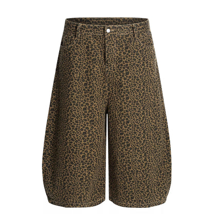 Men's leopard print wide-leg capris by Trendsi, featuring bold animal print fabric and relaxed fit for casual style.