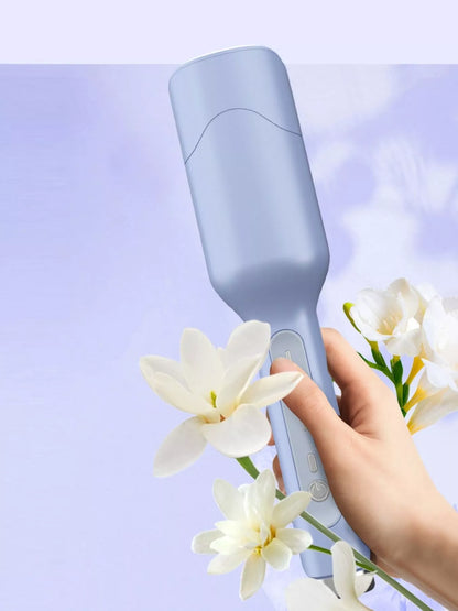 Light blue portable cordless curling iron by Trendsi with European plug, compact design for easy styling on the go.