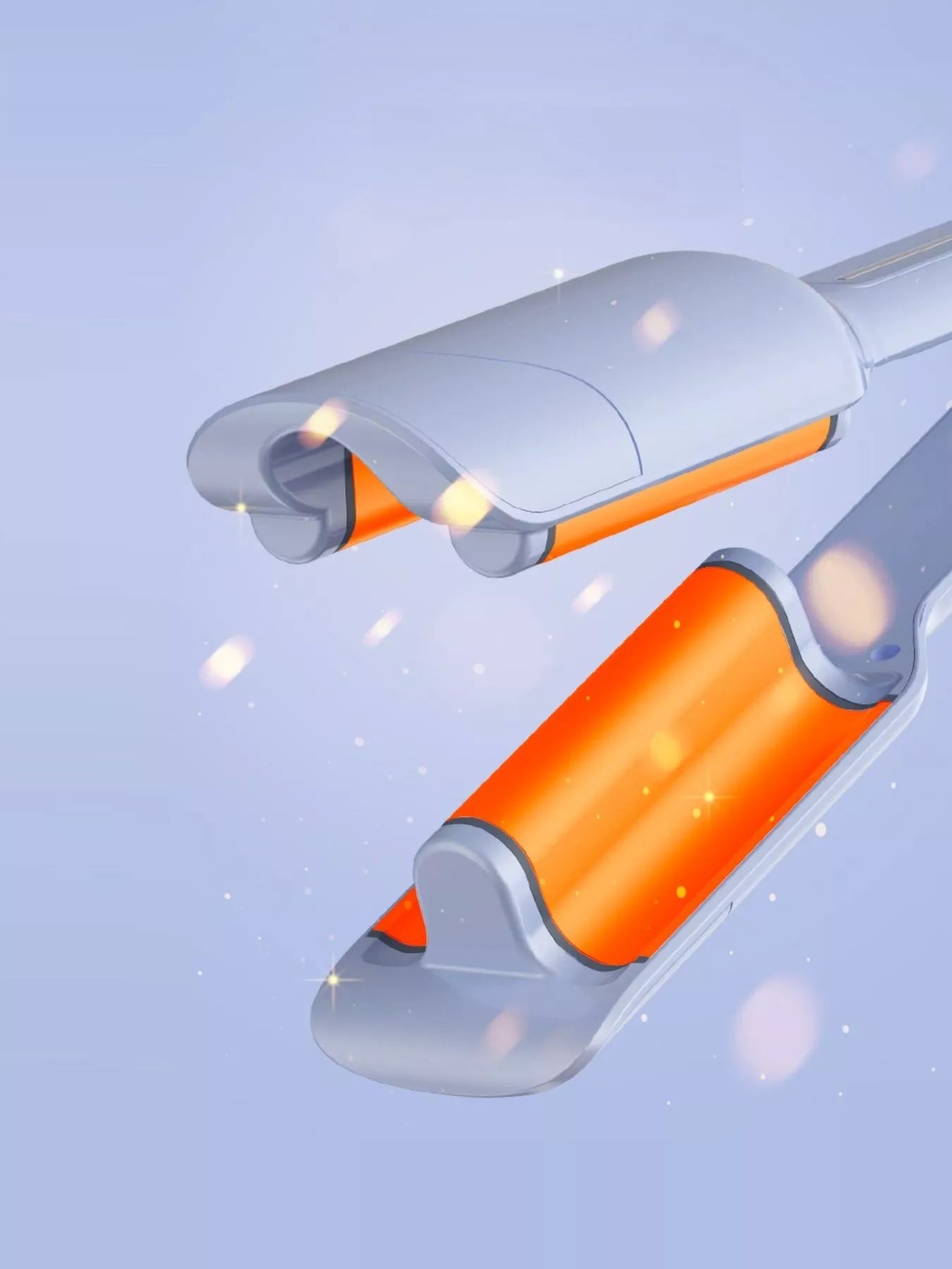 Light blue portable cordless curling iron by Trendsi with European plug, compact design for easy styling on the go.