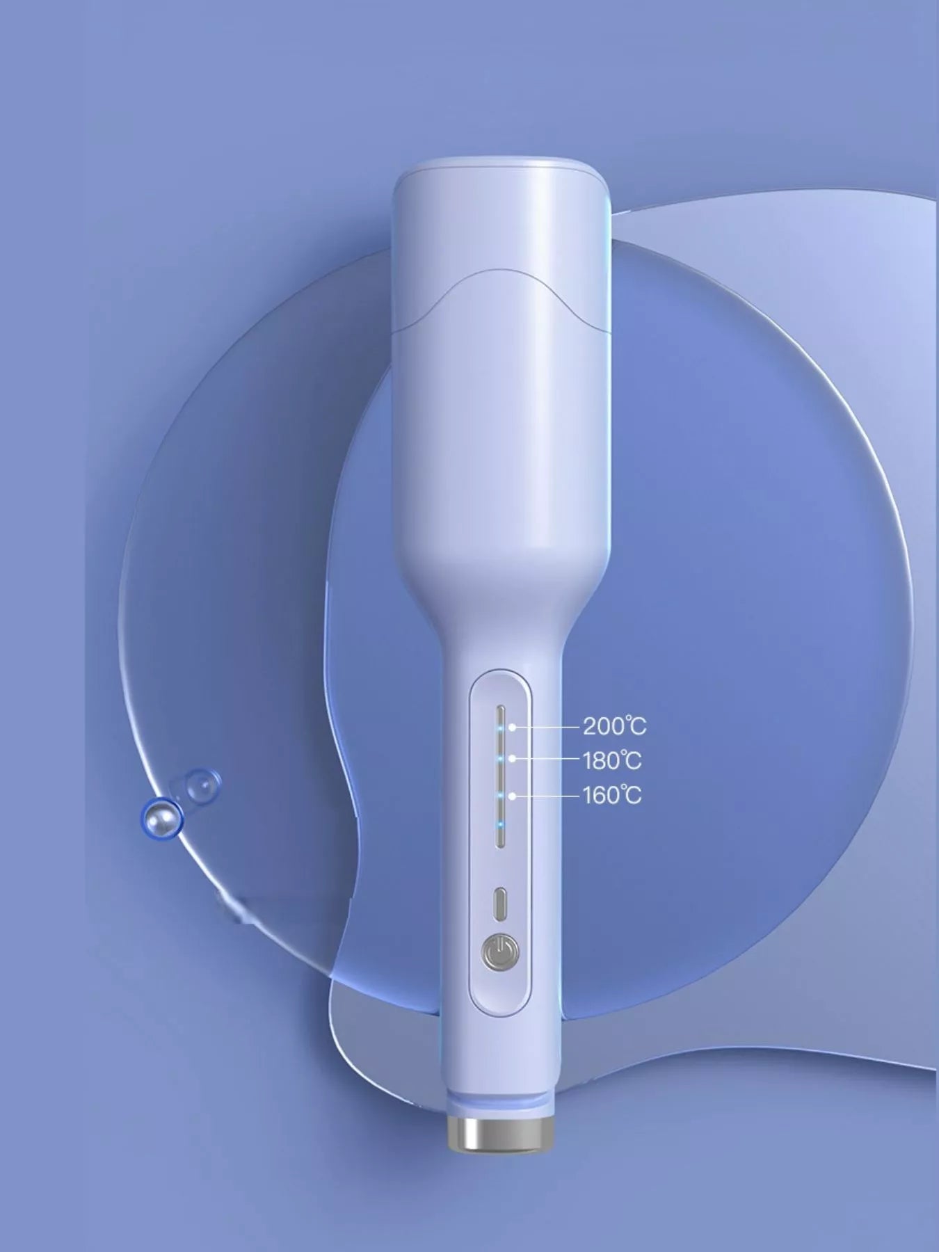 Light blue portable cordless curling iron by Trendsi with European plug, compact design for easy styling on the go.