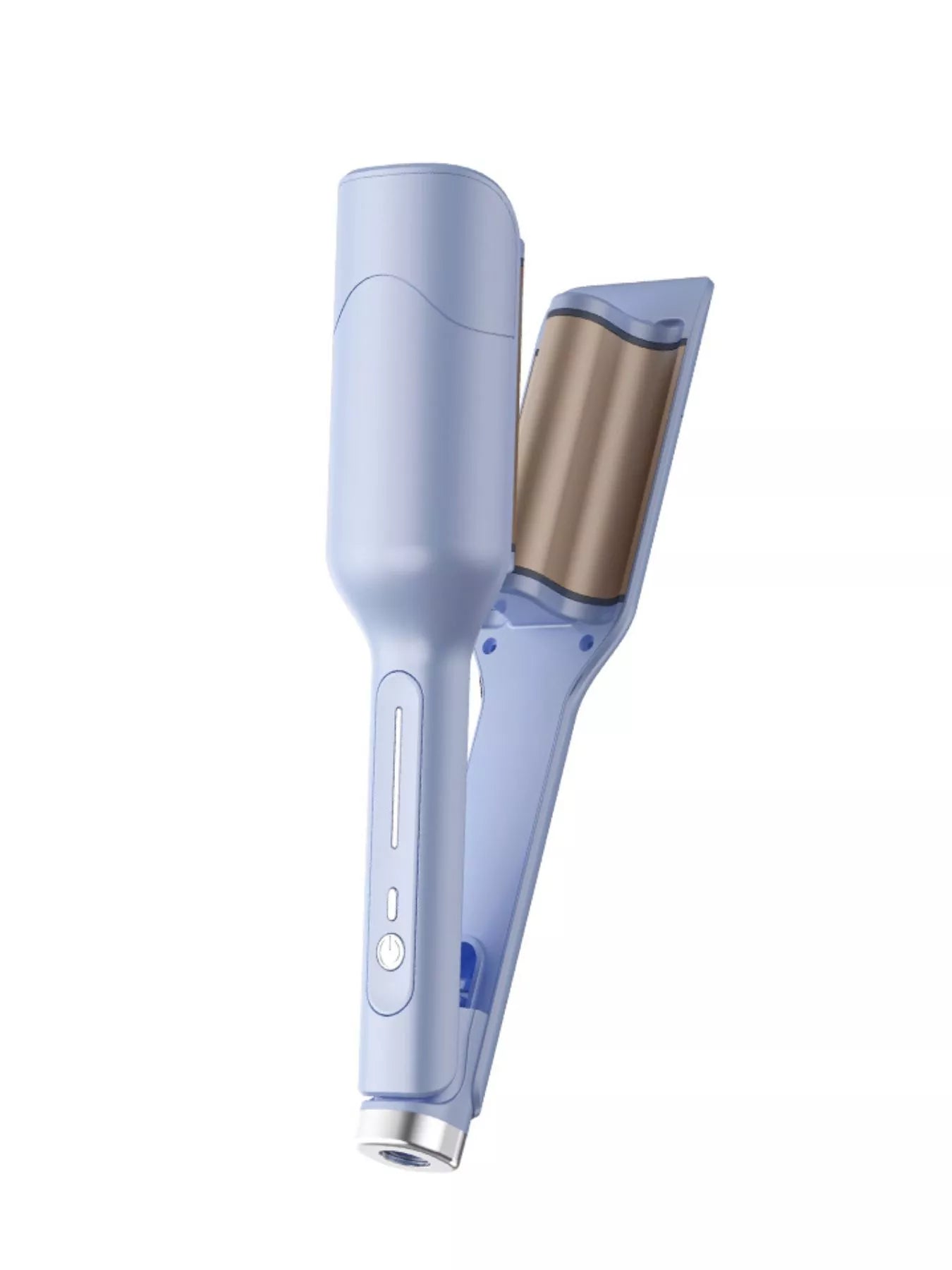Light blue portable cordless curling iron by Trendsi with European plug, compact design for easy styling on the go.