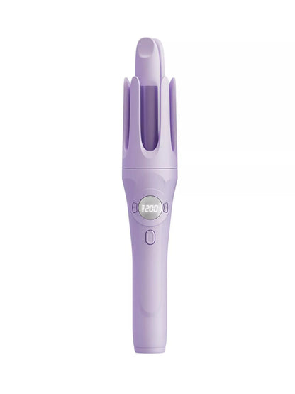 Light blue automatic rotating ceramic curling iron by Trendsi, showing the sleek design and rotating barrel for easy curling.