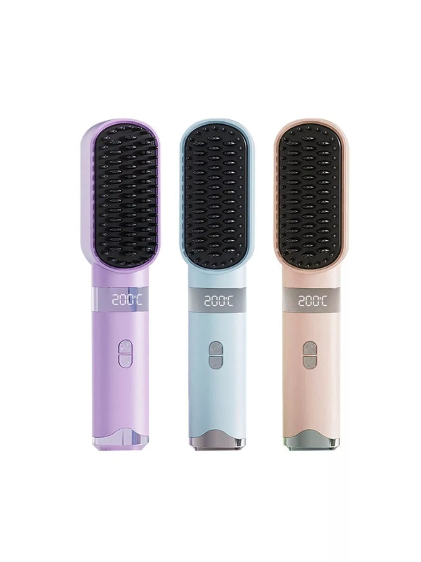 Light blue Trendsi straightening comb with LCD display and fast heating for sleek, straight hair styling.