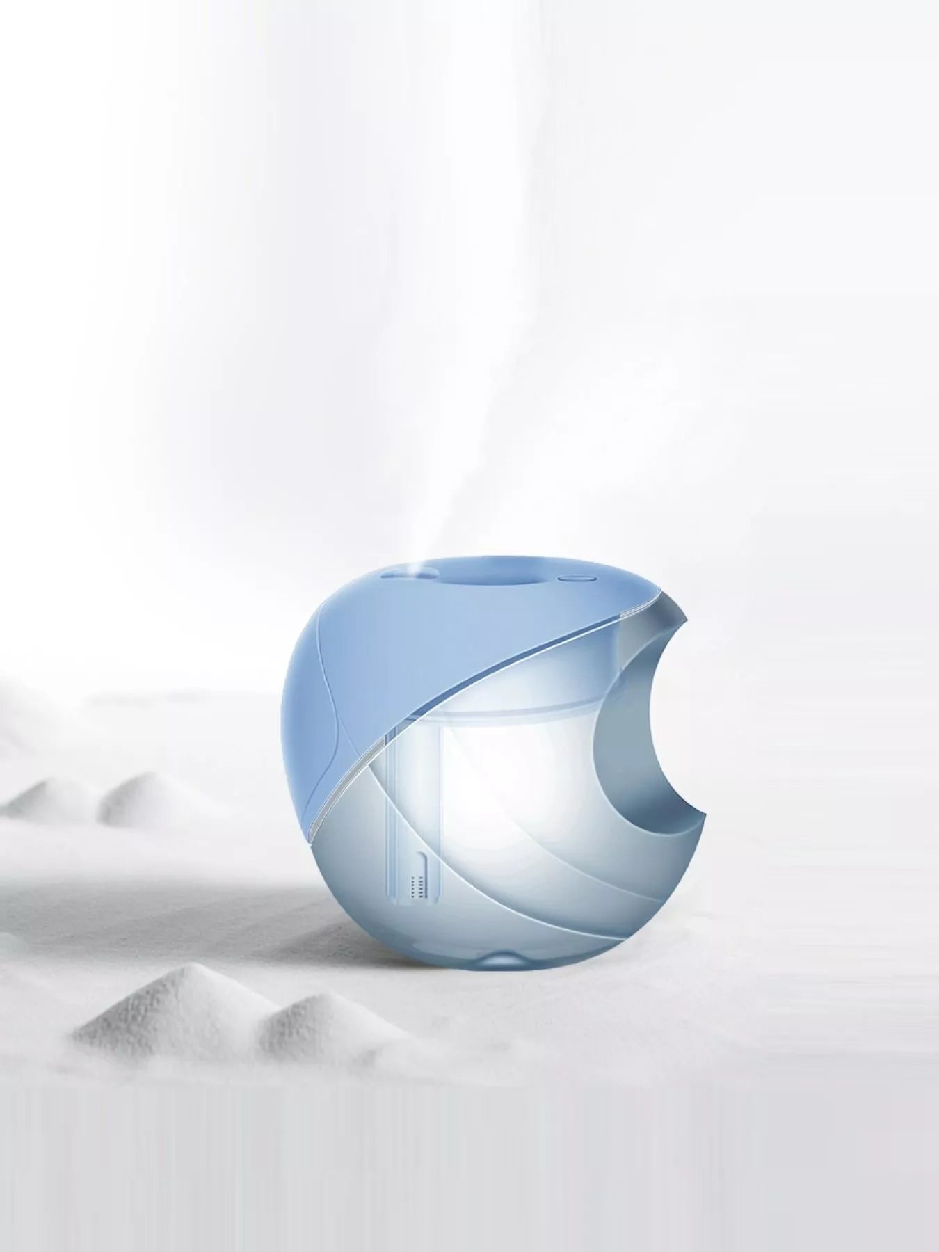 Light blue apple-shaped humidifier from Trendsi, with a smooth, rounded design and visible water reservoir.