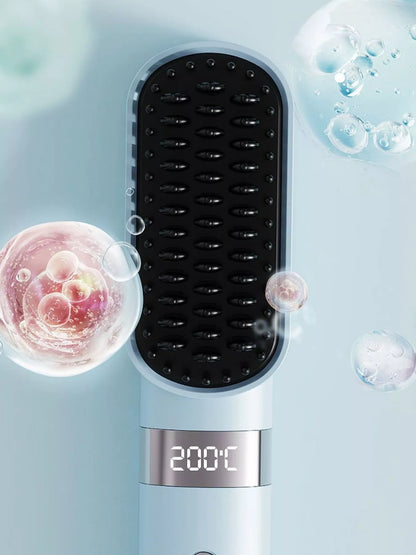 Light blue Trendsi fast heating straightening comb with sleek design for quick hair styling and smoothing.