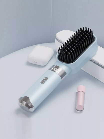 Light blue Trendsi fast heating straightening comb with sleek design, perfect for smooth, straight hair styling.