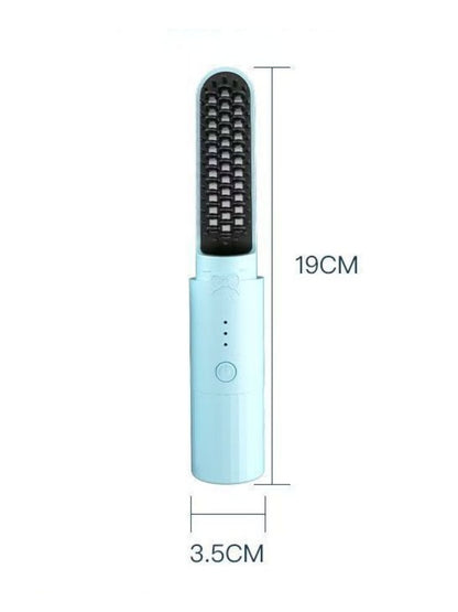 Light blue portable heated straightening comb by Trendsi, designed for easy hair styling on the go.