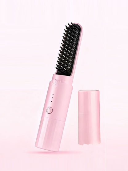 Light blue portable heated straightening comb by Trendsi, compact design for easy styling on the go.