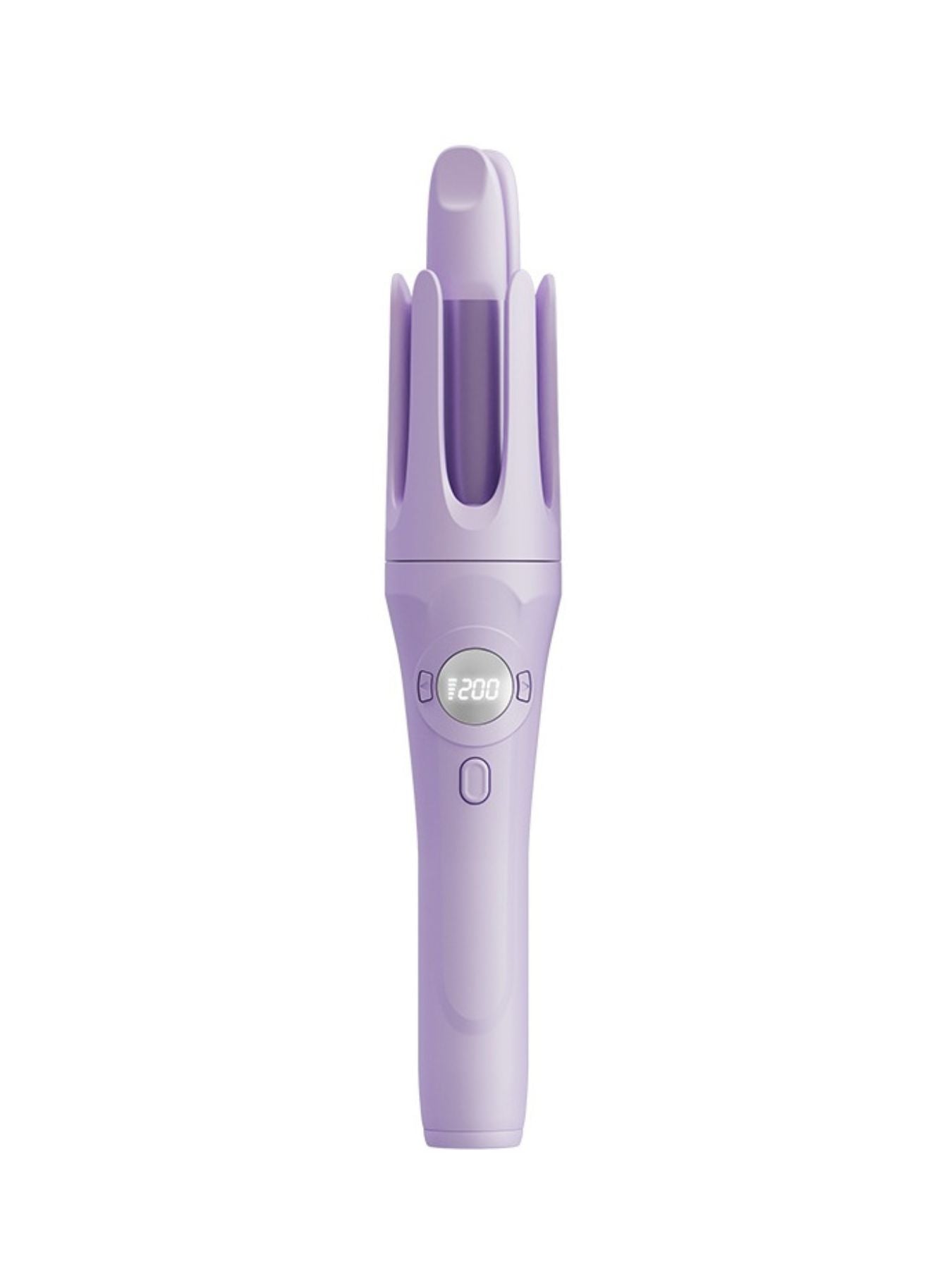 Light blue rotating ceramic hair curling iron by Trendsi with a sleek handle and adjustable barrel for styled curls.