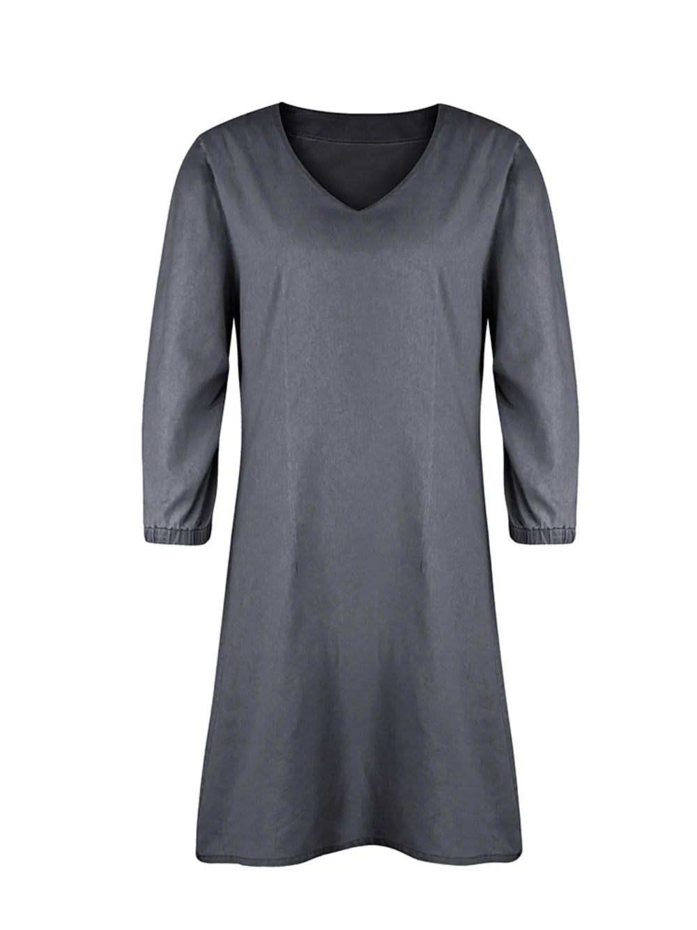 Light blue full-size V-neck half sleeve dress by Trendsi, featuring a flattering fit and elegant design.