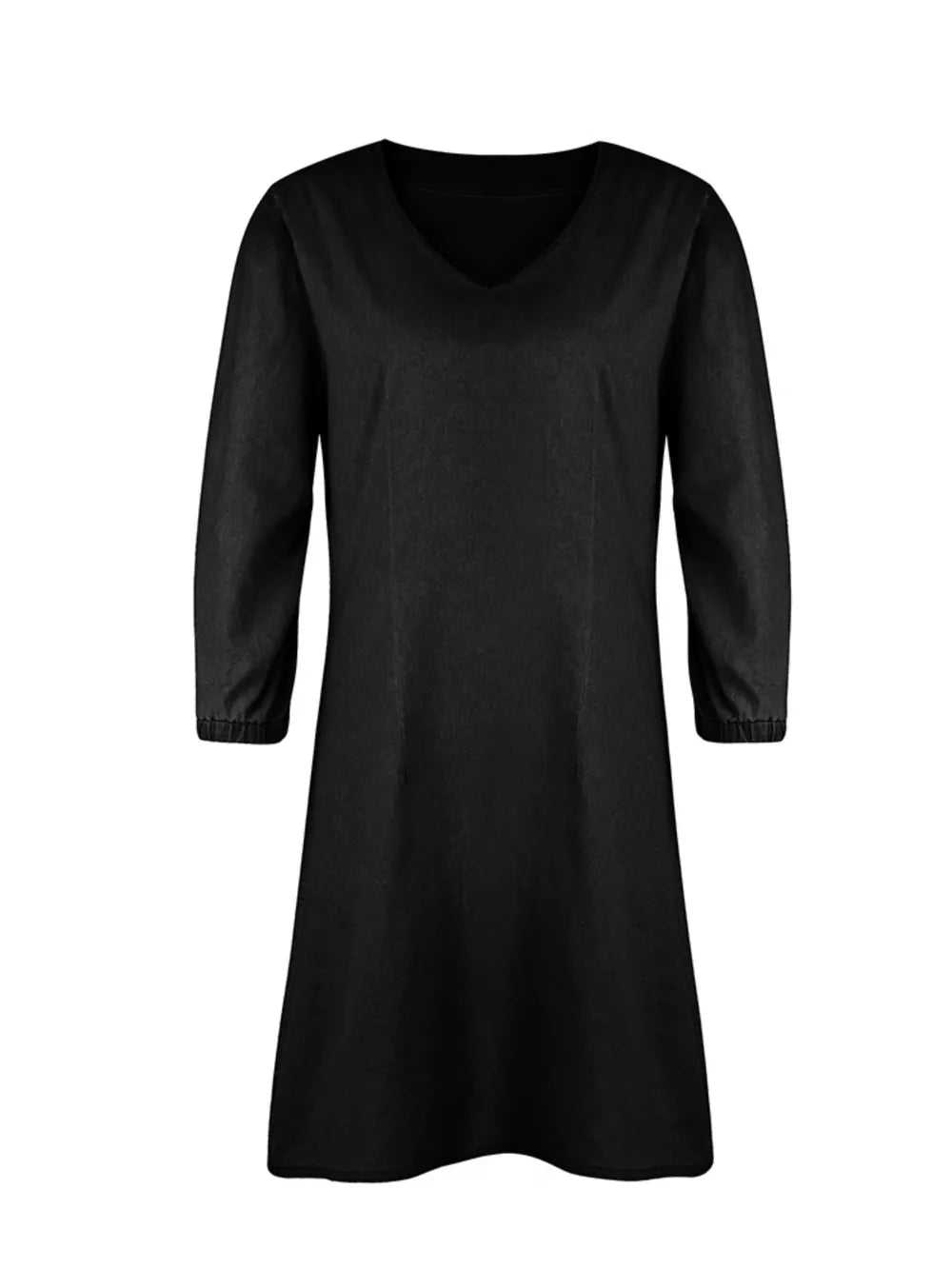Light blue full-size V-neck dress with half sleeves from Trendsi, featuring a relaxed fit and casual style.
