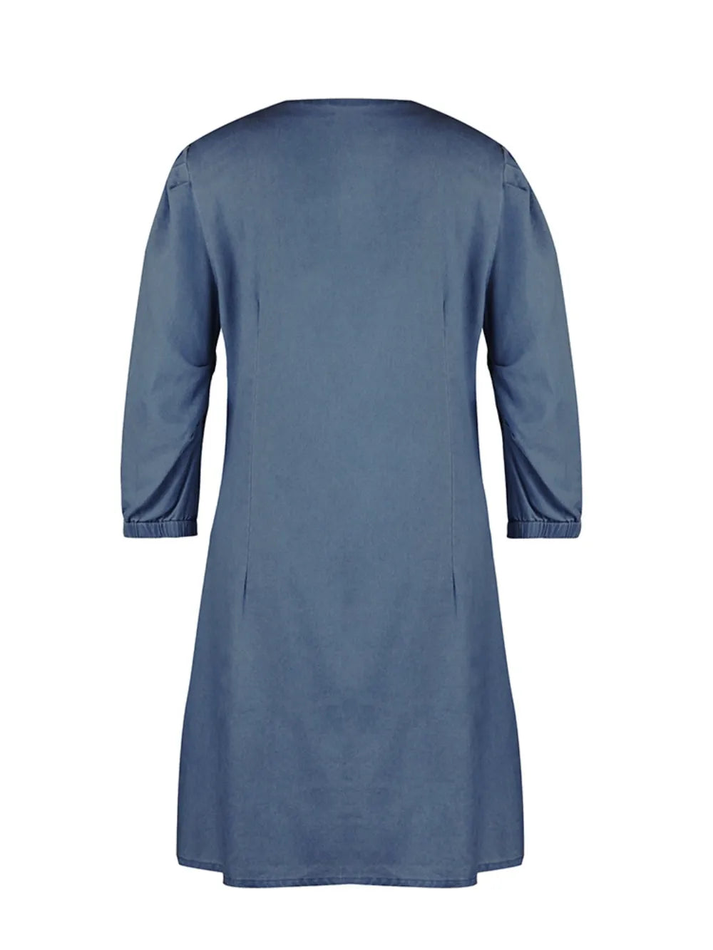 Light blue full-size V-neck half sleeve dress by Trendsi, showcasing a flowing design and elegant neckline.