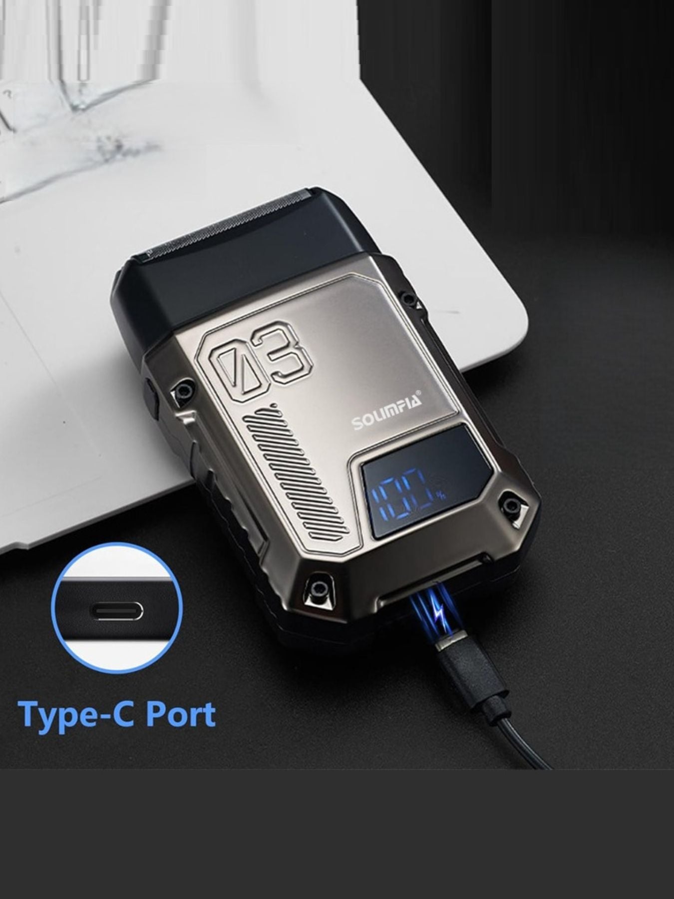 Light gray electric foil shaver by Trendsi with a sleek design, suitable for close shaving and grooming.