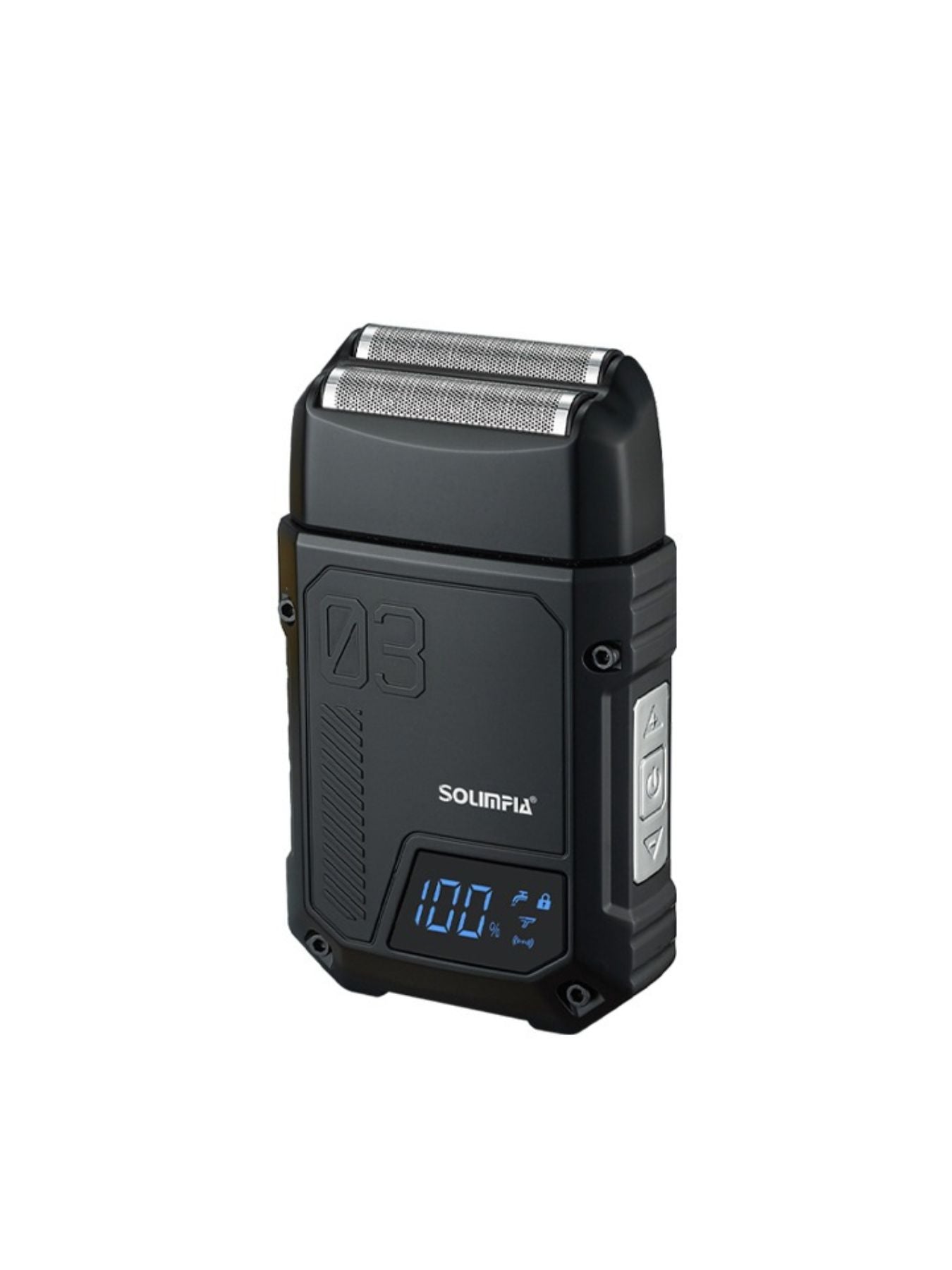 Light gray electric foil shaver by Trendsi with a sleek design, perfect for close and comfortable shaving.
