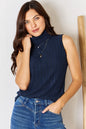 Light gray Trendsi Basic Bae full-size ribbed turtleneck tank top displayed on a hanger.