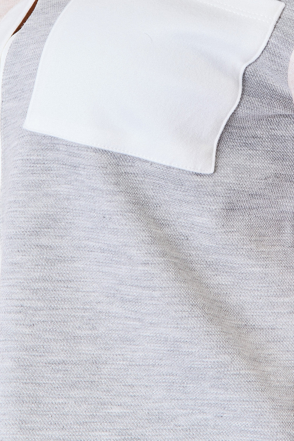Light gray double take color block curved hem shirt by Trendsi, featuring a stylish design with a curved hem and color blocking.