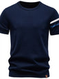Light gray men's casual striped sleeve T-shirt by Trendsi, featuring a comfortable fit and classic striped design.