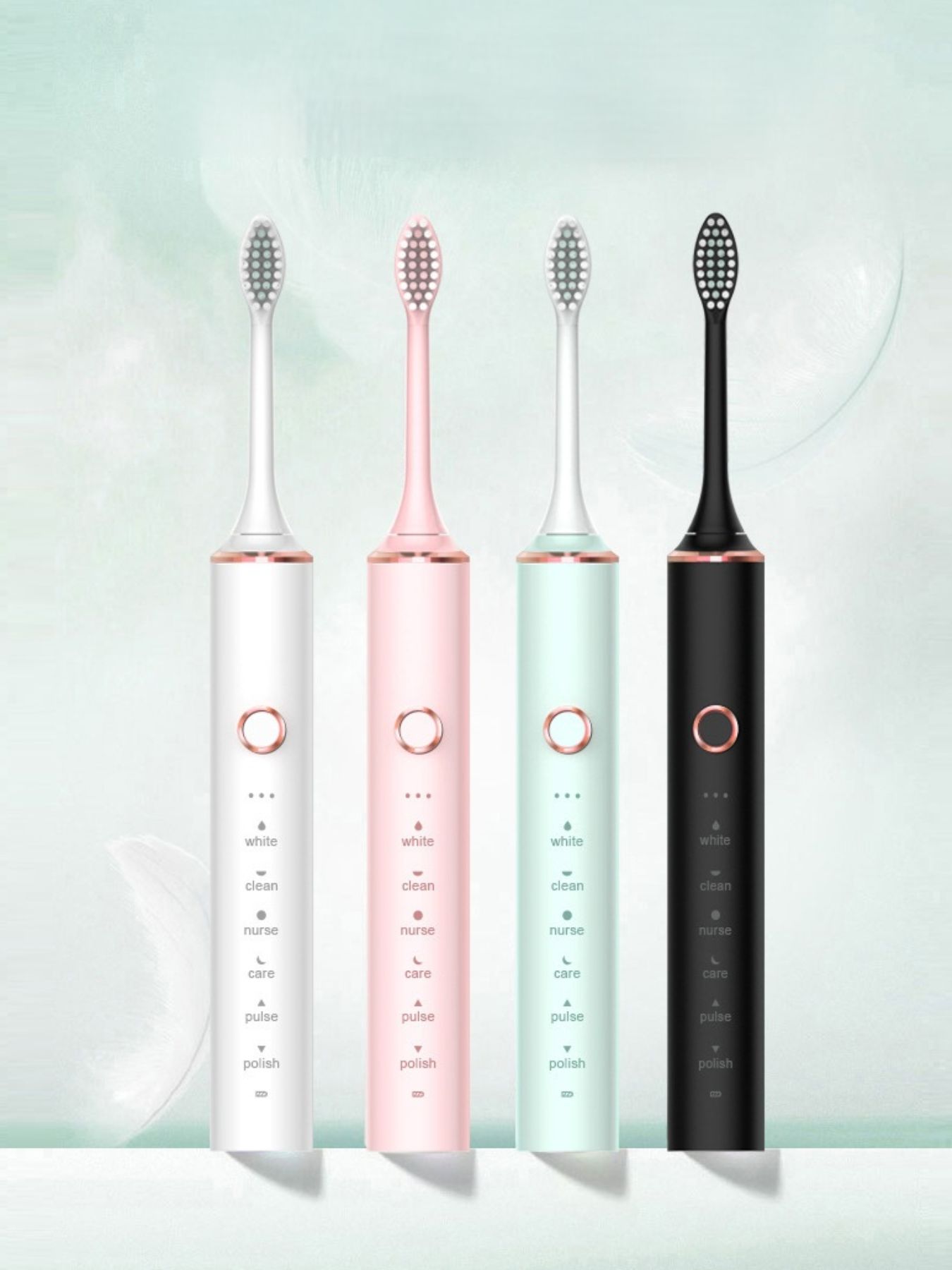 Light green Trendsi electric toothbrush with multiple cleaning modes, featuring a sleek design and ergonomic handle.