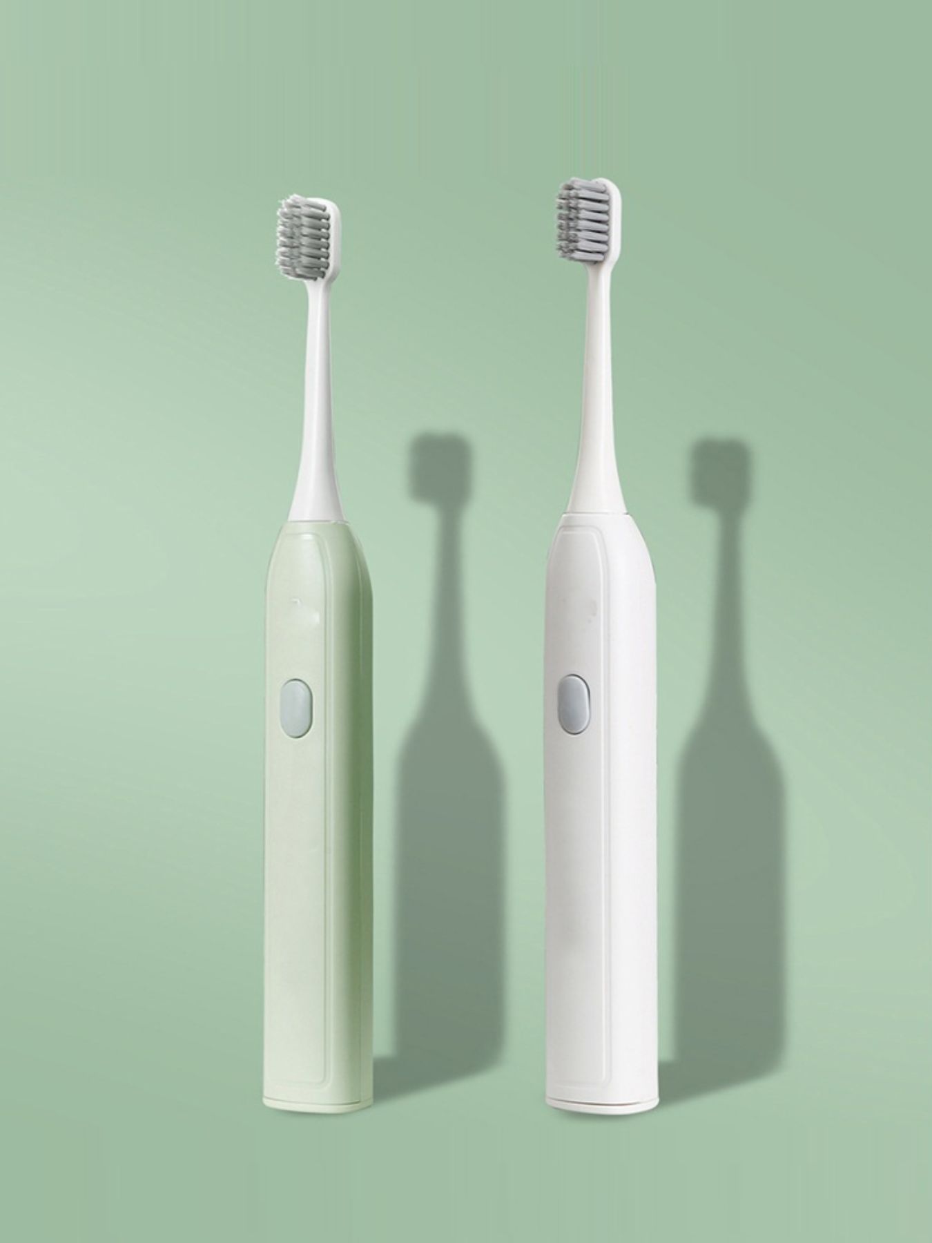 Light green portable electric toothbrush by Trendsi with one size fits all design and compact, travel-friendly features.