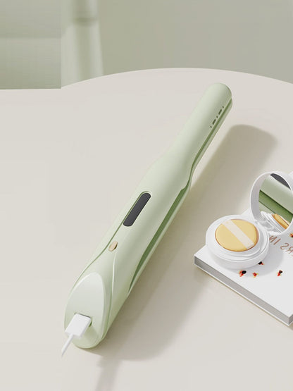 Light green Trendsi cordless rechargeable hair straightener with sleek design, suitable for quick styling on the go.
