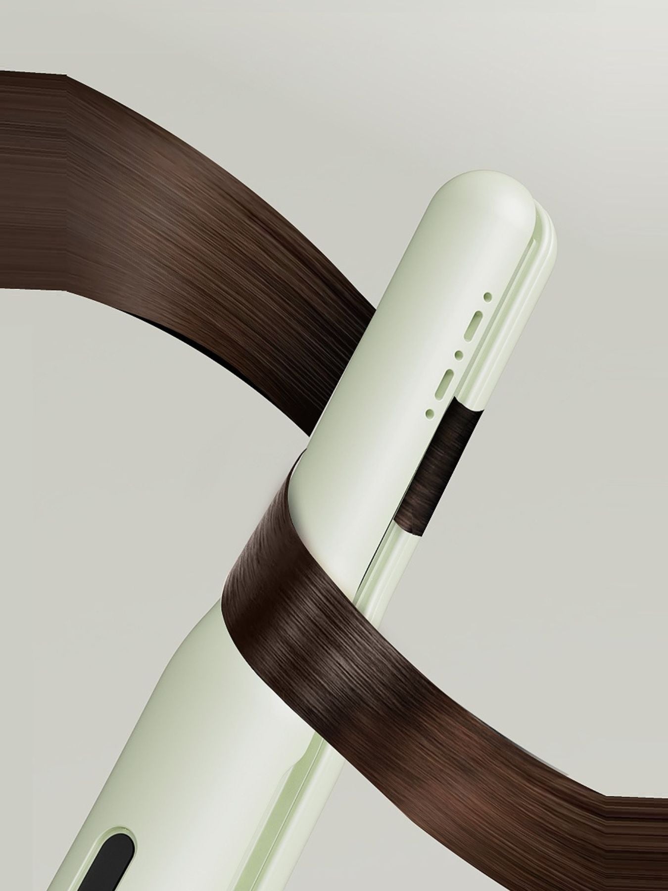 Light green Trendsi cordless rechargeable hair straightener with dual plates and compact design for easy styling.