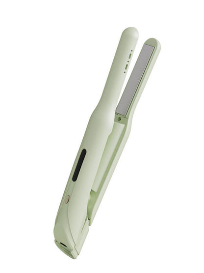 Light green Trendsi cordless rechargeable hair straightener with sleek design and adjustable temperature controls.