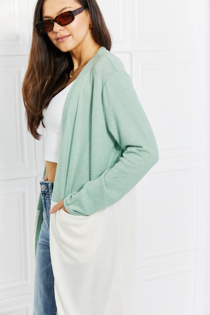 Light green color block duster cardigan from Culture Code Until You Came by Trendsi, featuring a cozy, oversized fit and stylish design.