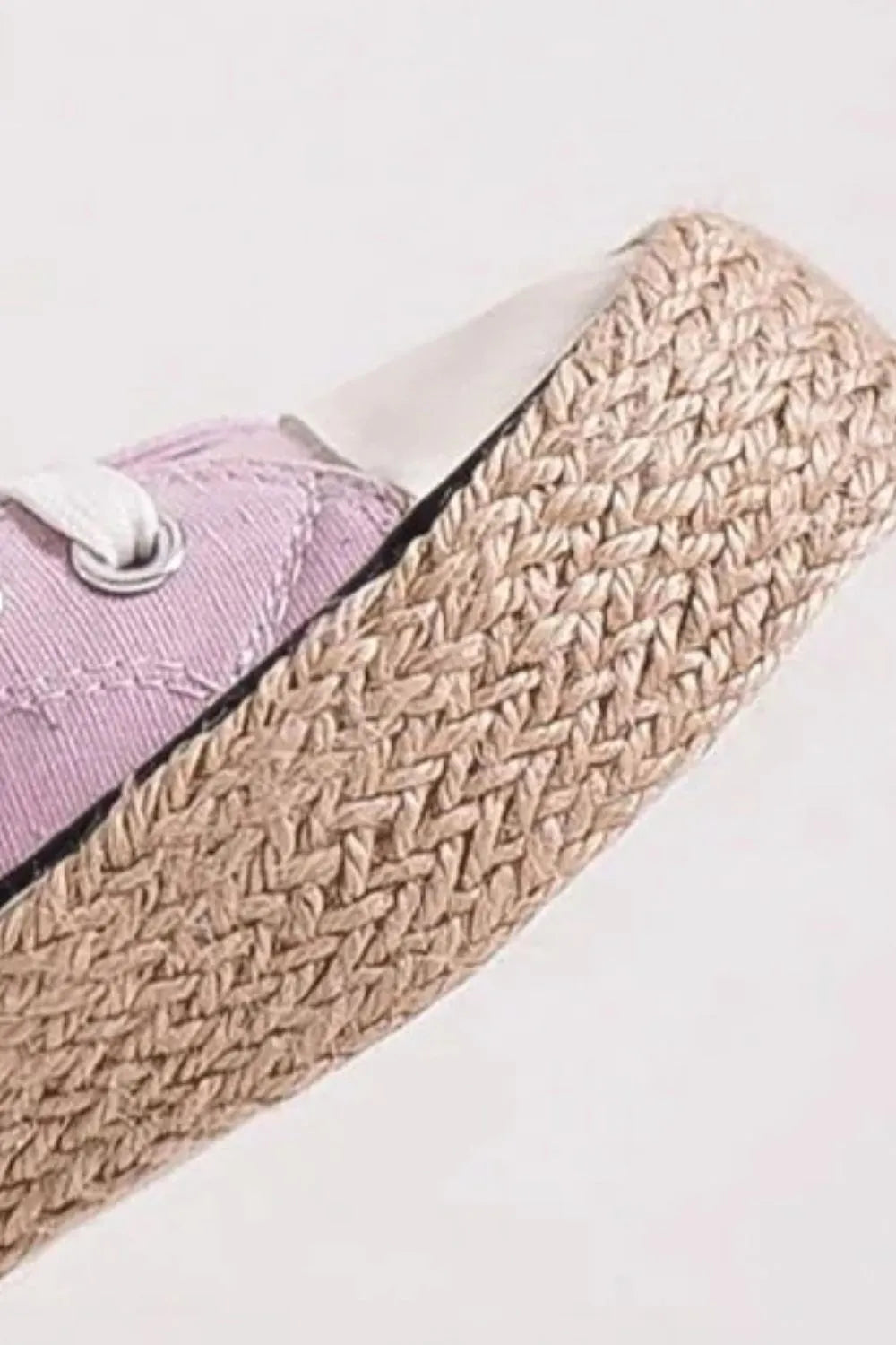 Lilac Beast Fashion lace-up woven espadrille sole sneakers by Trendsi, featuring stylish woven details and casual sneaker design.
