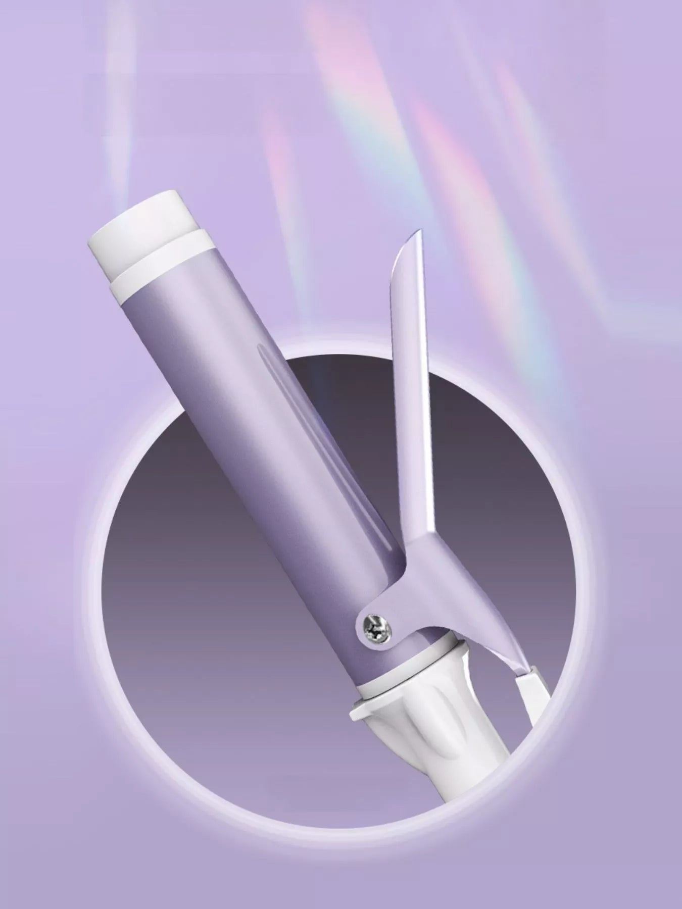 Lilac adjustable temperature curling iron by Trendsi with European plug and ergonomic handle for versatile styling.