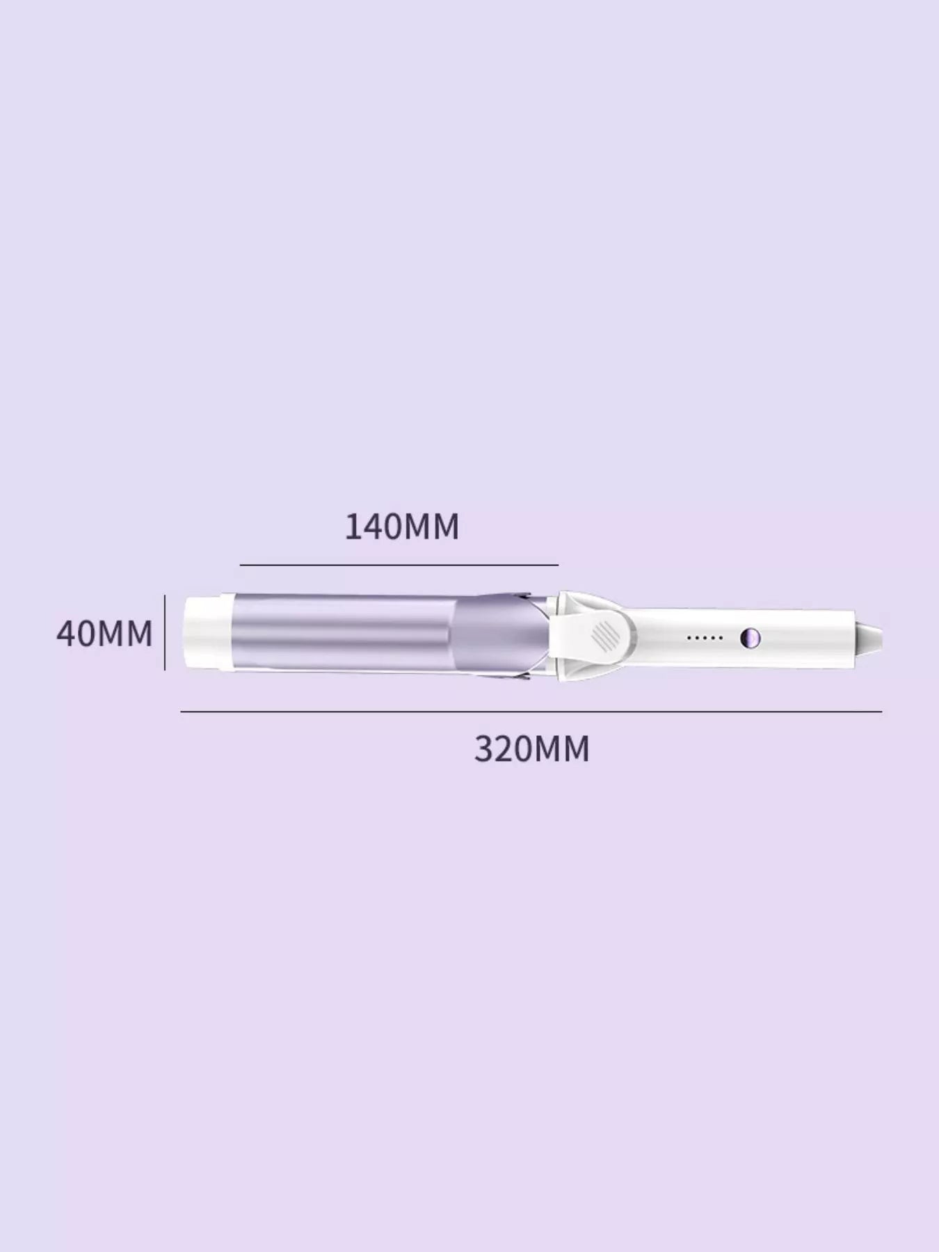 Lilac adjustable temperature curling iron by Trendsi with European plug, featuring a sleek design for versatile styling.