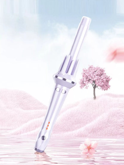 Lilac adjustable temperature rotating curling iron by Trendsi, featuring a European plug and ergonomic design for styling versatility.