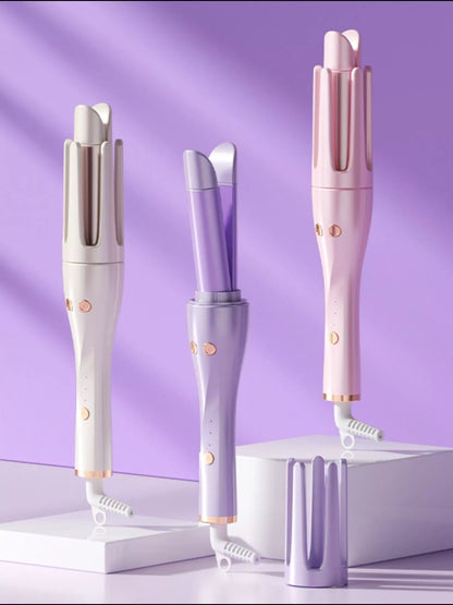 Trendsi automatic rotating hair curling iron with lilac finish and European plug, showcasing the curling barrel and handle.