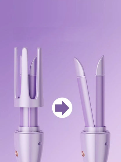 Trendsi automatic rotating hair curling iron with lilac finish and European plug, designed for easy, even curls.
