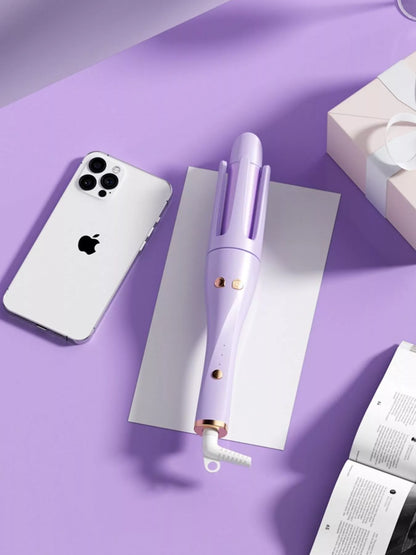 Trendsi automatic rotating hair curling iron with lilac finish and European plug, styled for creating curls effortlessly.