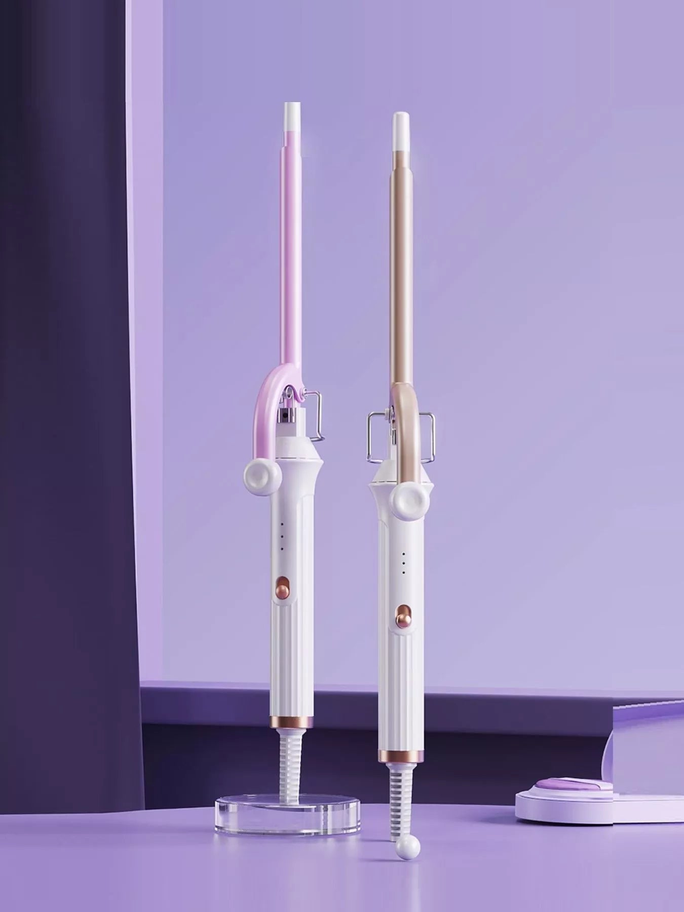 Trendsi fast heating ceramic hair curling iron with lilac finish and European plug, designed for creating smooth, styled curls.