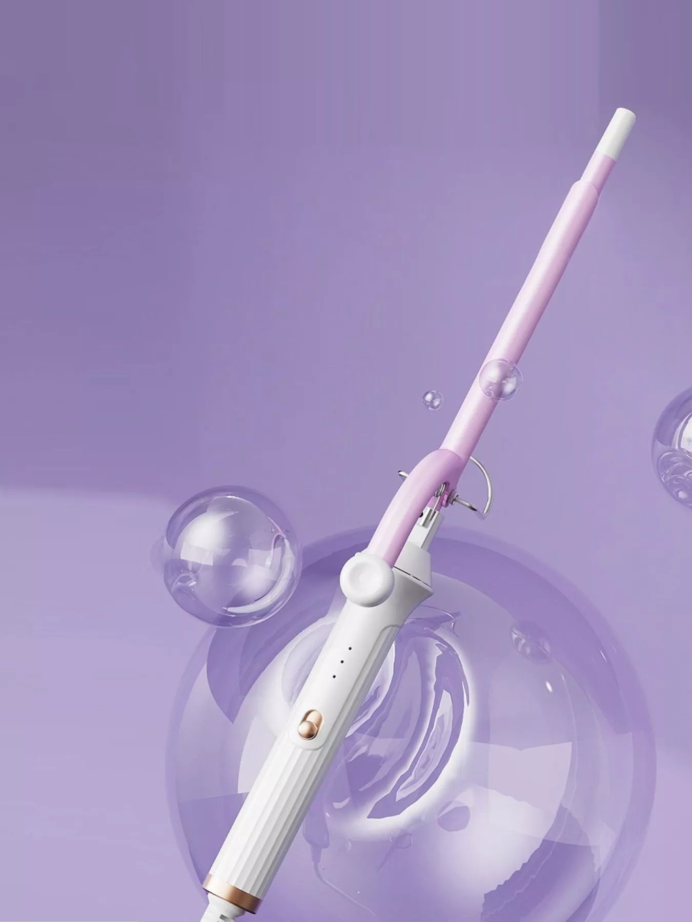 Trendsi fast heating ceramic hair curling iron with lilac finish and European plug for easy styling and curling.