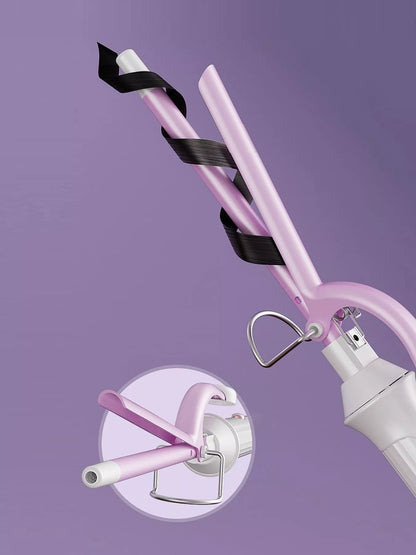 Trendsi lilac ceramic hair curling iron with European plug for fast heating and versatile styling.
