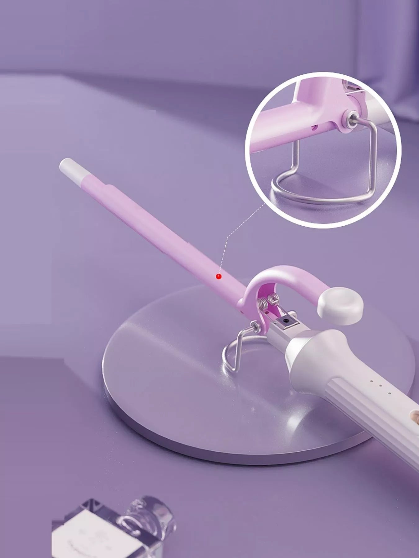 Trendsi fast heating ceramic hair curling iron with lilac handle and European plug, designed for creating stylish curls.