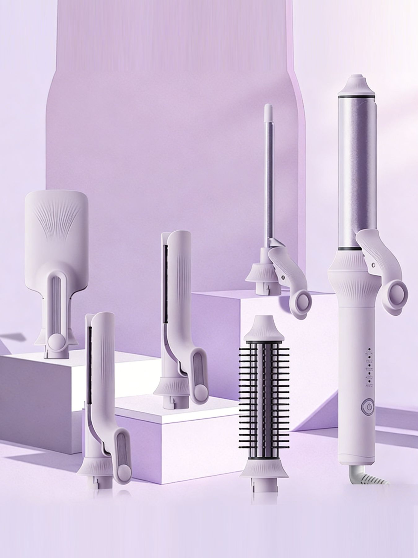 Trendsi lilac fast heating curling iron with European plug, showing a sleek design and adjustable temperature control.