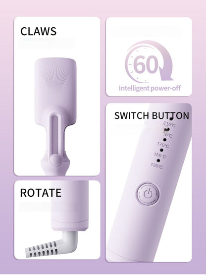 Trendsi lilac fast heating curling iron with European plug, showcasing a sleek design and heated barrel for styling hair.