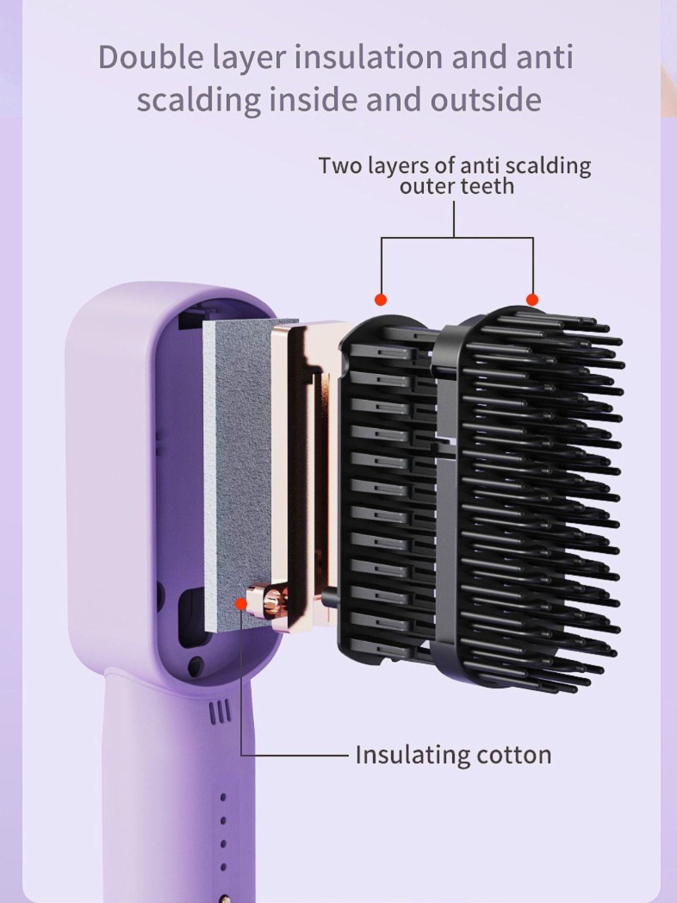Lilac fast heating straightening comb by Trendsi, with ceramic plates and ergonomic handle for smooth, quick styling.
