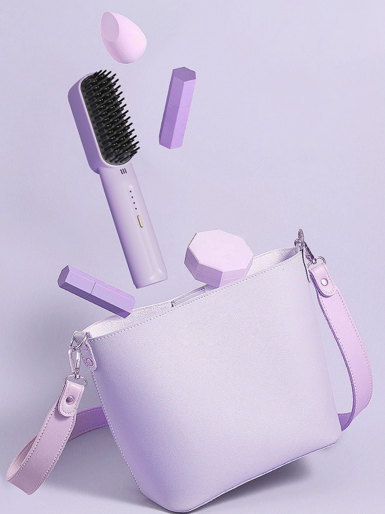 Lilac Trendsi fast heating straightening comb with ergonomic handle and sleek design, ideal for quick hair styling.