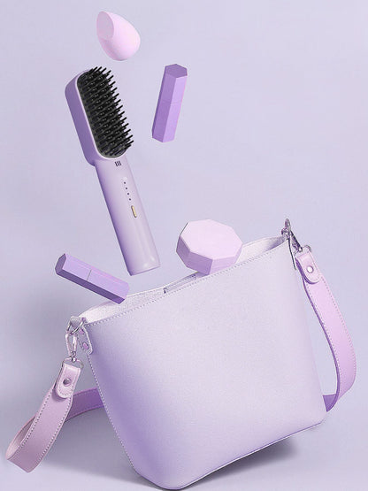 Lilac Trendsi fast heating straightening comb with ergonomic handle and sleek design, ideal for quick hair styling.