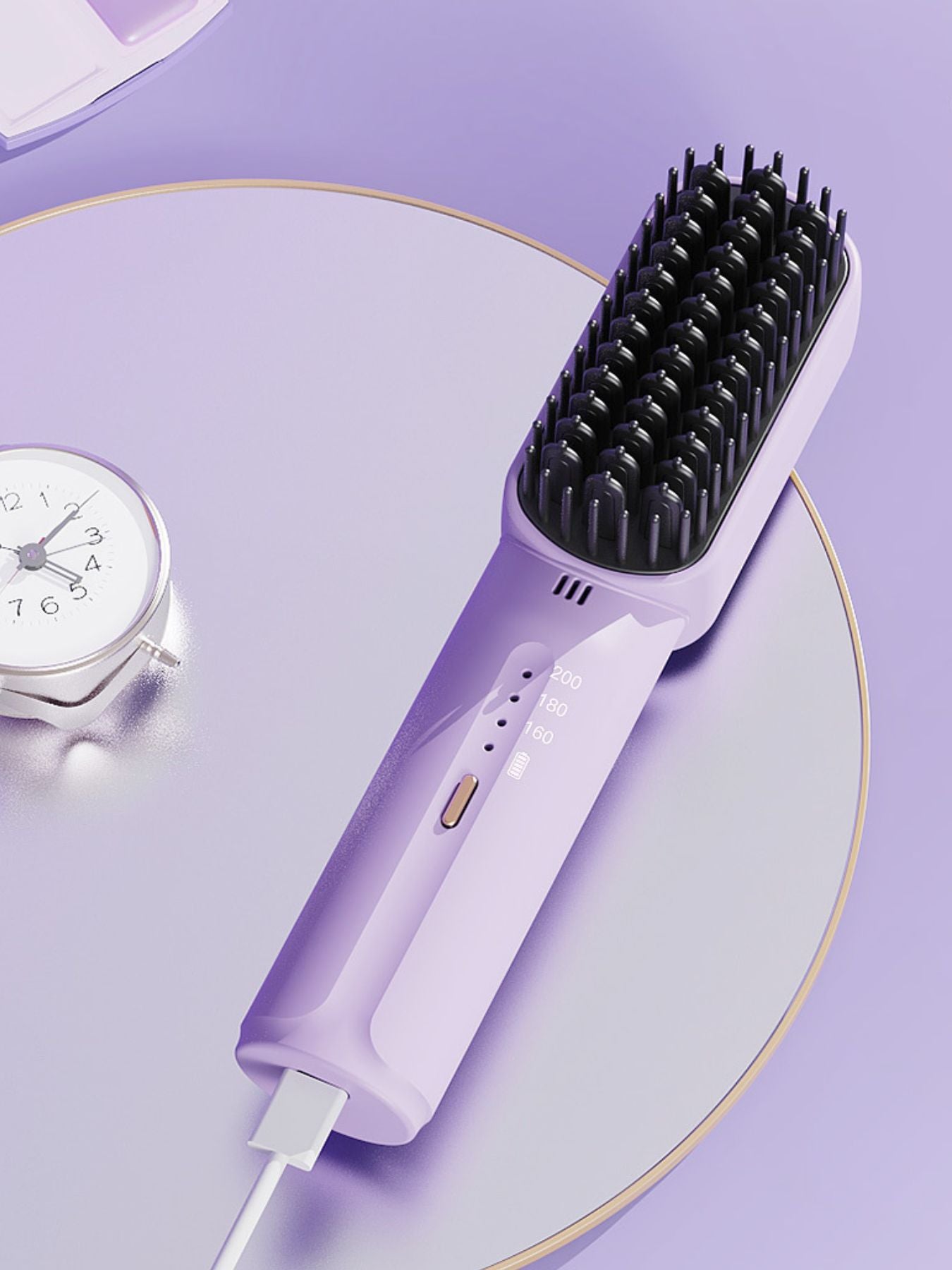 Lilac fast heating straightening comb by Trendsi, designed for quick, efficient hair styling and smoothing.