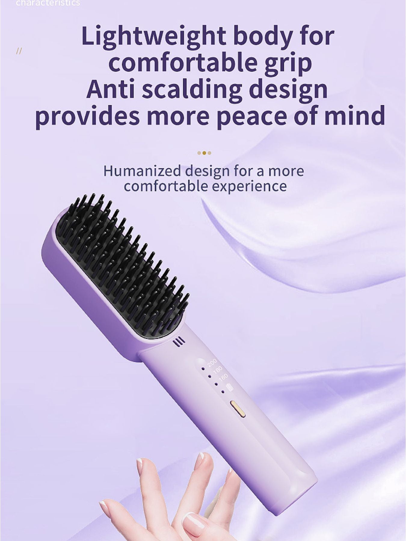 Lilac fast heating straightening comb by Trendsi, a sleek electric hair styling tool with adjustable temperature.