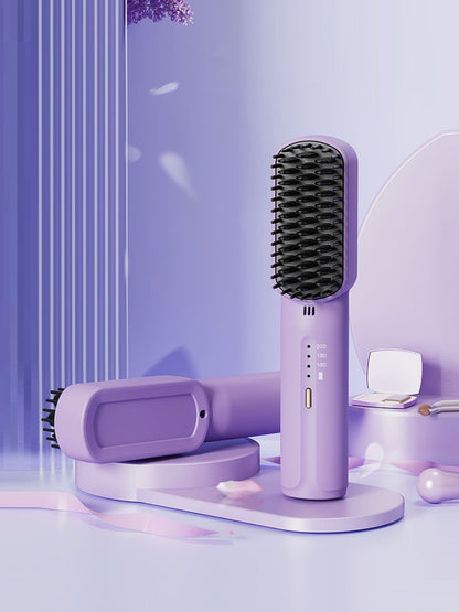 Lilac portable heated straightening comb by Trendsi, compact design with adjustable heat for easy styling.