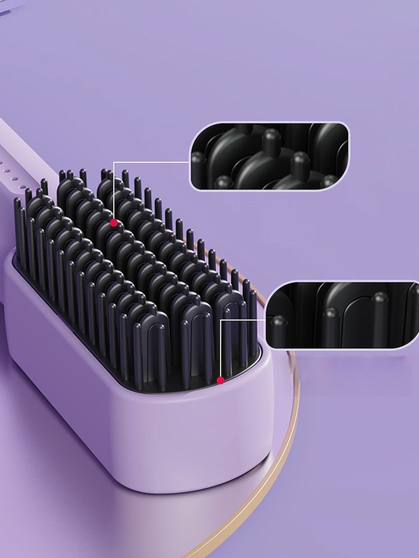 Lilac portable heated straightening comb by Trendsi, compact hair styling tool with wide teeth for smooth, straight hair.